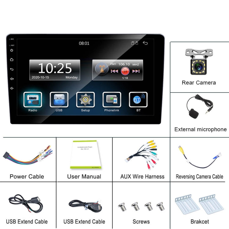 C7001 7 inch Touch Screen Built-In CarPlay Car MP5 Player, Style: Standard+12 Light Camera - In Car by buy2fix | Online Shopping UK | buy2fix