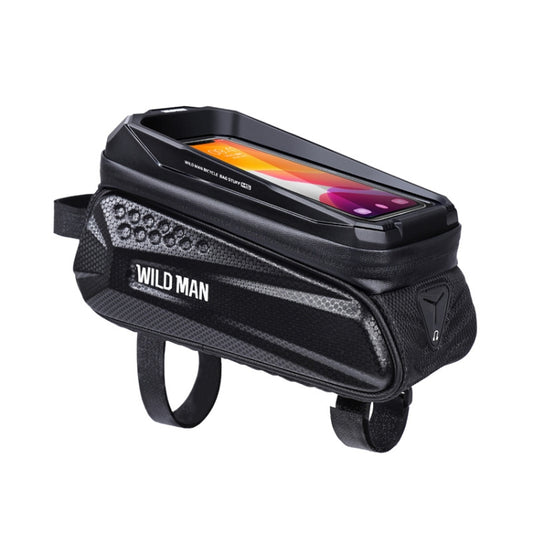 WILD MAN MS77 1.2L Mountain Bike EVA Hard Shell Touch Screen Front Beam Bag(Black) - Bicycle Bags by WILD MAN | Online Shopping UK | buy2fix