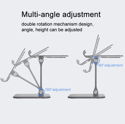 Tablet PC Phone Desktop Stand Lift Folding Aluminum Double Rod Support Frame(Space Gray) - Desktop Holder by buy2fix | Online Shopping UK | buy2fix