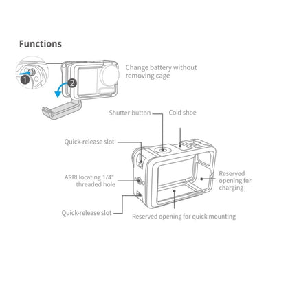 PGYTECH For DJI Osmo Action 3 Aluminum Alloy Camera Housing Shell Expansion Protective Frame - DJI & GoPro Accessories by PGYTECH | Online Shopping UK | buy2fix