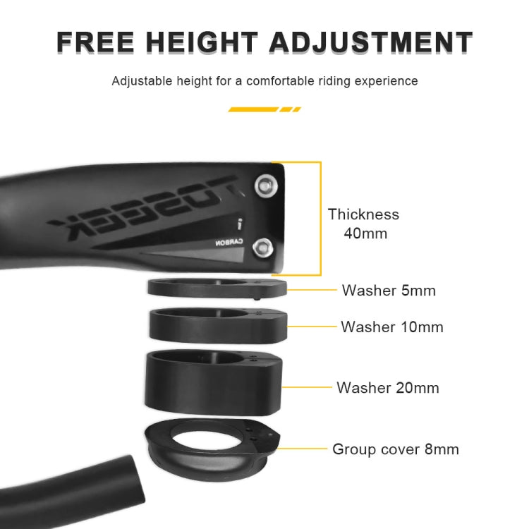 TOSEEK TR5500 Integrated Bending Handlebar Carbon Fiber Bike Grips, Size: 36x9cm - Outdoor & Sports by TOSEEK | Online Shopping UK | buy2fix