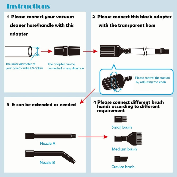 8 In 1 Universal Vacuum Cleaner Accessories Multi-Function Small Suction Head Cleaning Brush - Consumer Electronics by buy2fix | Online Shopping UK | buy2fix