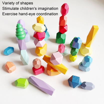 10 Grains Haze Blue Children Early Teachings Stack Stone Building Blocks Wood Stack Stone Toys - Building Blocks by buy2fix | Online Shopping UK | buy2fix