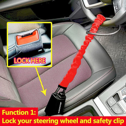 S308 Car Steering Wheel Wire Rope Lock Security Anti-theft Locks(Black) - In Car by buy2fix | Online Shopping UK | buy2fix