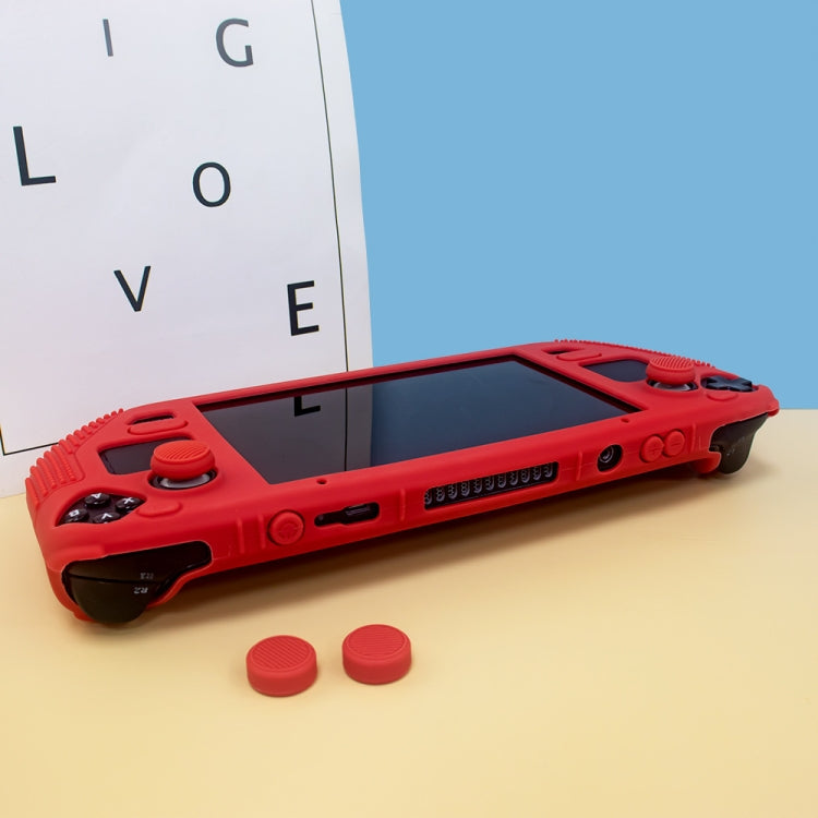 For Steam Deck V V4-1 Pocket Consoles Silicone Non-slip Protective Case with Holder Function(Red) - Accessories by buy2fix | Online Shopping UK | buy2fix