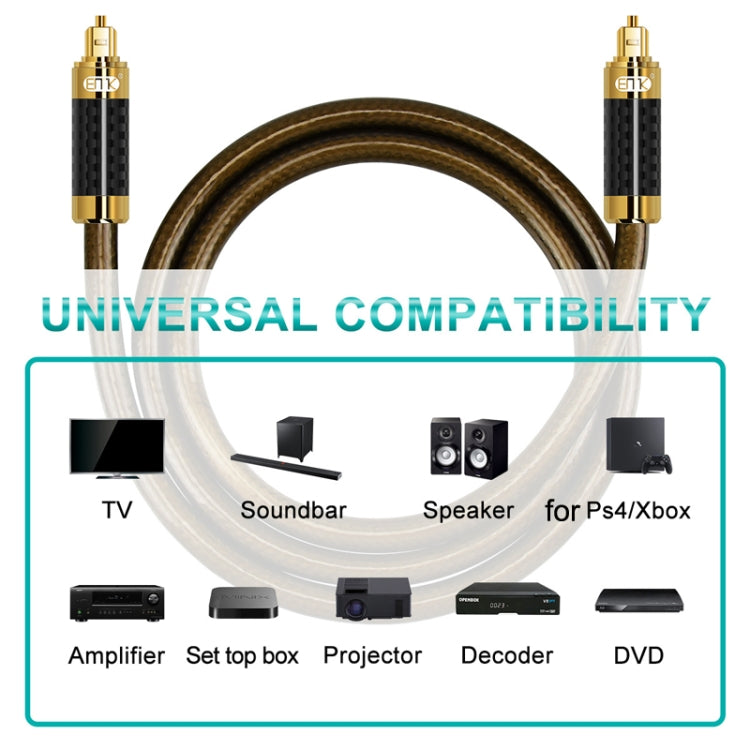 EMK GM/A8.0 Digital Optical Fiber Audio Cable Amplifier Audio Gold Plated Fever Line, Length: 15m(Transparent Coffee) -  by EMK | Online Shopping UK | buy2fix