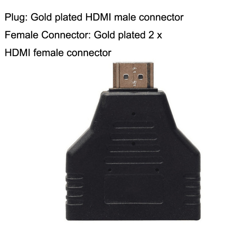 5pcs HDMI Male To 2 HDMI Female Adapter HD Computer Conversion Transformation Plug(Black) -  by buy2fix | Online Shopping UK | buy2fix