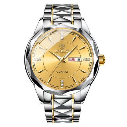 BINBOND B5552 Luminous Multifunctional Business Calendar Quartz Watch(Inter-gold-Gold) - Metal Strap Watches by BINBOND | Online Shopping UK | buy2fix