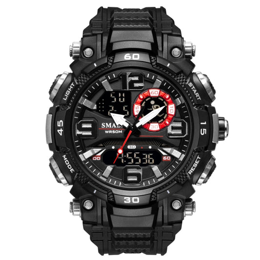 SMAEL 1921 Men Dual Movement Sports Watch Multifunctional Time Night Light Alarm Student Wrist Watch(Black) - LED Digital Watches by SMAEL | Online Shopping UK | buy2fix
