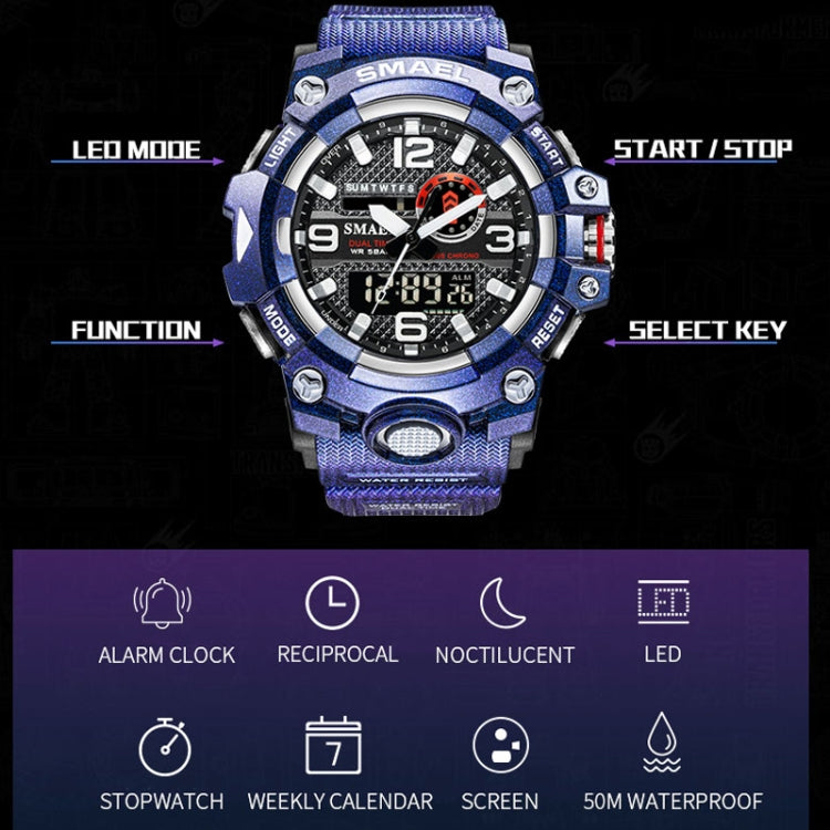 SMAEL 8035 Outdoor Sports Waterproof Dual Display Men Watch(Black) - Sport Watches by SMAEL | Online Shopping UK | buy2fix