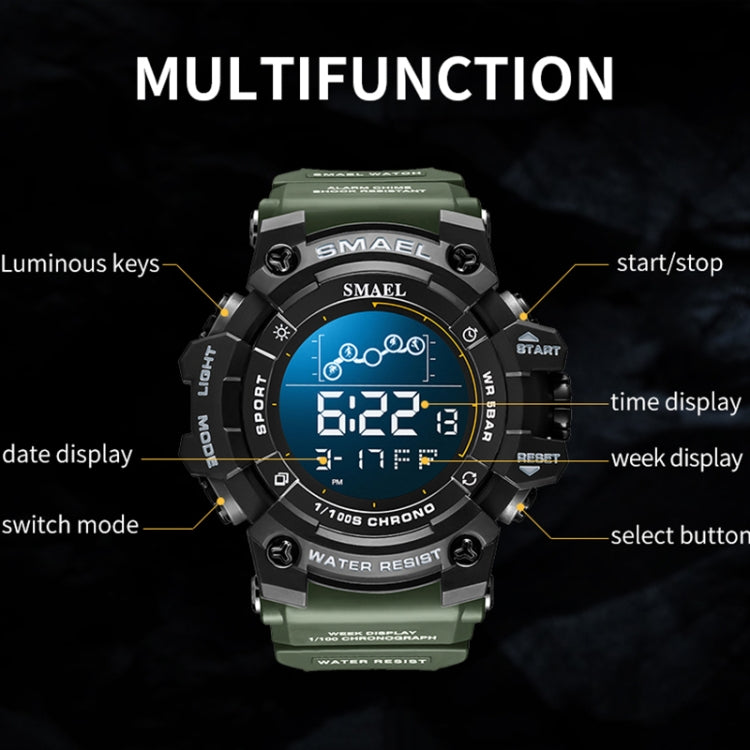 SMAEL 8082 Outdoor Waterproof Sports Multifunctional Luminous Timing Electronic Watch(Gold) - Sport Watches by SMAEL | Online Shopping UK | buy2fix