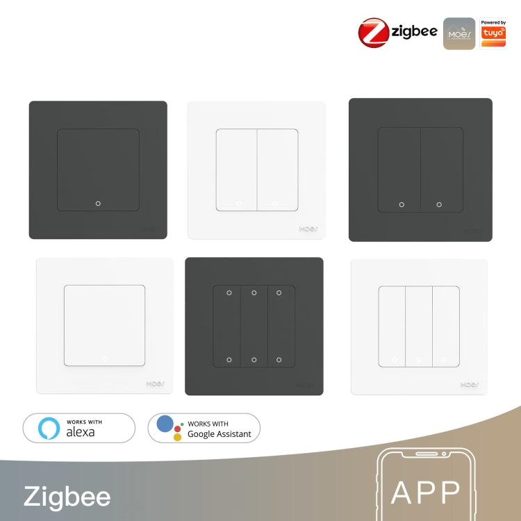 Tuya ZigBee Smart Single-fire Zero-fire Sharing Timing Voice Wall Switch EU Plug, Style: 6 Ways (Gray Scene Casual Post) - Consumer Electronics by buy2fix | Online Shopping UK | buy2fix