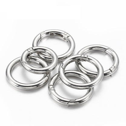 20pcs Zinc Alloy Spring Ring Metal Open Bag Webbing Keychain, Specification: 6 Points Silver - In Car by buy2fix | Online Shopping UK | buy2fix