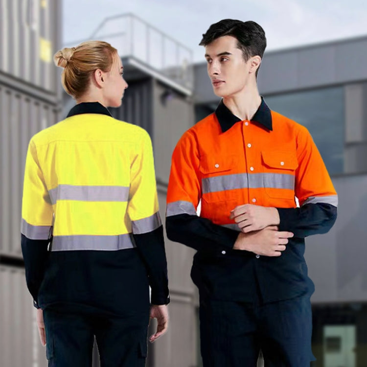 Pure Cotton Long-sleeved Reflective Clothes Overalls Work Clothes, Size: M(Yellow +Blue Top) - Workplace Safety Supplies by buy2fix | Online Shopping UK | buy2fix