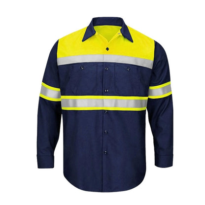 Pure Cotton Long-sleeved Reflective Clothes Overalls Work Clothes, Size: XL(Yellow +Blue Top) - Workplace Safety Supplies by buy2fix | Online Shopping UK | buy2fix