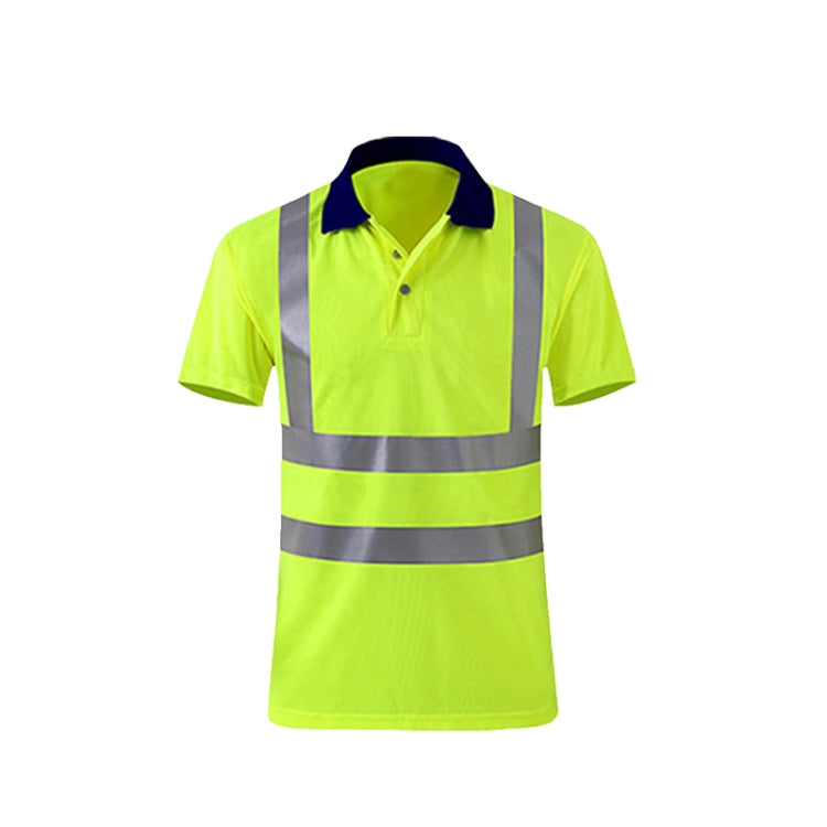 Reflective Quick-drying T-shirt Lapel Short-sleeved Safety Work Shirt, Size: XXL(Fluorescent Yellow) - Workplace Safety Supplies by buy2fix | Online Shopping UK | buy2fix