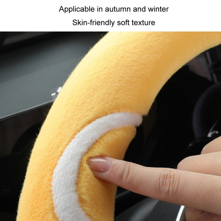 Car Steering Wheel Cartoon Short Fluff Handle Cover, Size: 38cm(Yellow D Shape) - In Car by buy2fix | Online Shopping UK | buy2fix