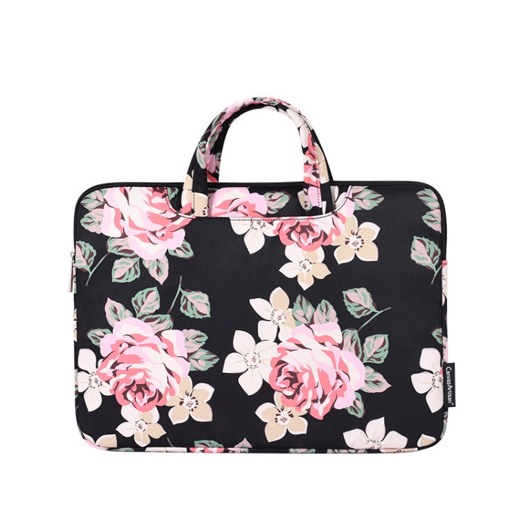 H40-B01 White Rose Pattern Laptop Case Bag Computer Liner Bag With Handle, Size: 13 Inch(Black) - 13.3 inch by buy2fix | Online Shopping UK | buy2fix