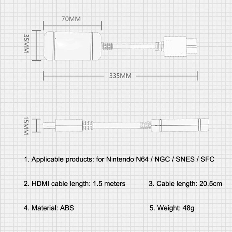 For Nintendo N64 / NGC / SNES / SFC HS-N64608 Retro Game Machine Video N64 To HDMI Converter+HDMI Cable -  by buy2fix | Online Shopping UK | buy2fix