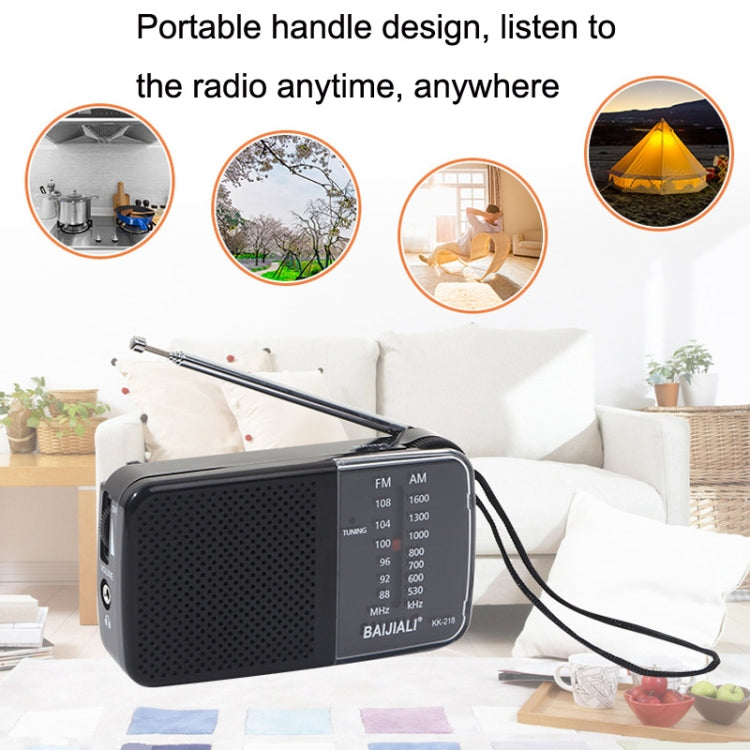 BAIJIALI KK-218 Vintage Analog Portable Multiband Built-in Speaker Radio(Black) - Radio Player by BAIJIALI | Online Shopping UK | buy2fix