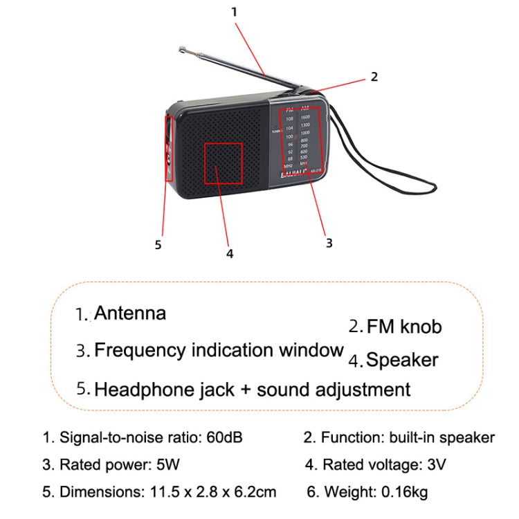 BAIJIALI KK-218 Vintage Analog Portable Multiband Built-in Speaker Radio(Black) - Radio Player by BAIJIALI | Online Shopping UK | buy2fix