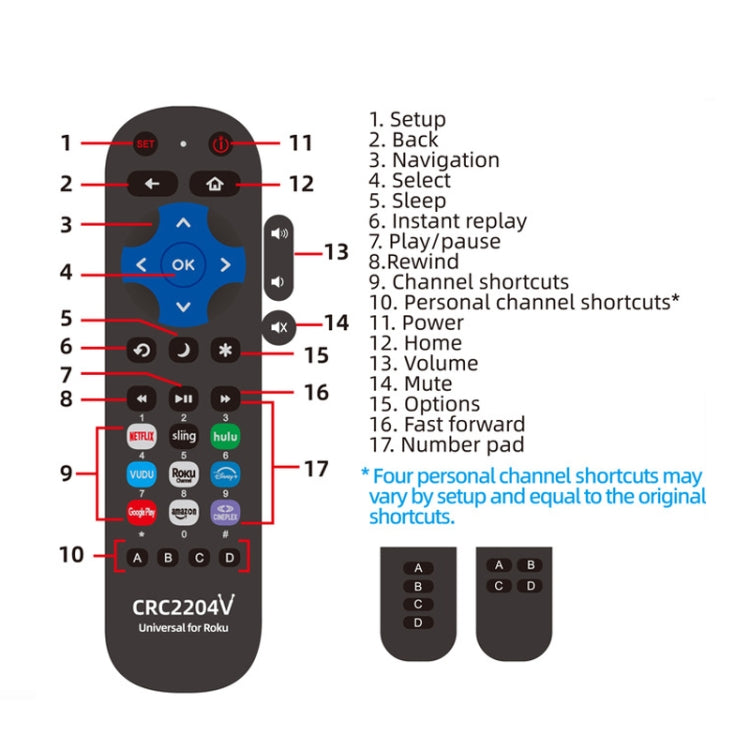CRC2204V  For ROKU TV Universal Smart LCD TV Remote Control Infrared Remote Control - Consumer Electronics by buy2fix | Online Shopping UK | buy2fix