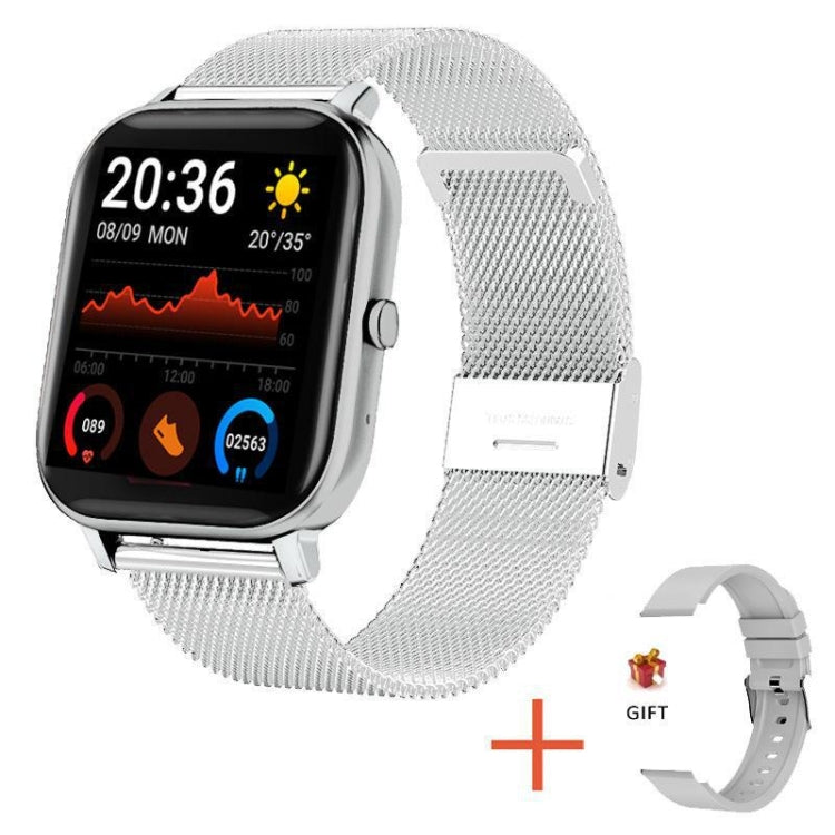 H10 1.69 inch Screen Bluetooth Call Smart Watch, Support Heart Rate/Blood Pressure/Sleep Monitoring, Color: Silver Net+Silicone - Smart Wear by buy2fix | Online Shopping UK | buy2fix