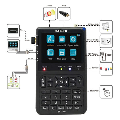 SATLINK SP-2100 HD Finder Meter Handheld Satellite Meter(AU Plug) - Satellite Finder by SATLINK | Online Shopping UK | buy2fix