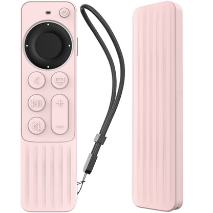 For Apple TV Siri Remote 2/3 AhaStyle PT166 Remote Controller Silicone Protective Case Striped Non-Slip Anti-Drop Cover(Pink) - Remote Control Covers by AhaStyle | Online Shopping UK | buy2fix