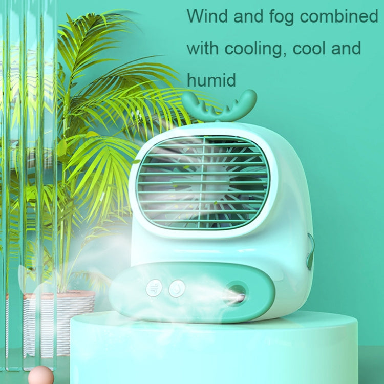 CS1319 Desktop Small Hydrating Spray Cartoon Fan Rechargeable Silent Humidifying Fan(Deer Blue) - Electric Fans by buy2fix | Online Shopping UK | buy2fix