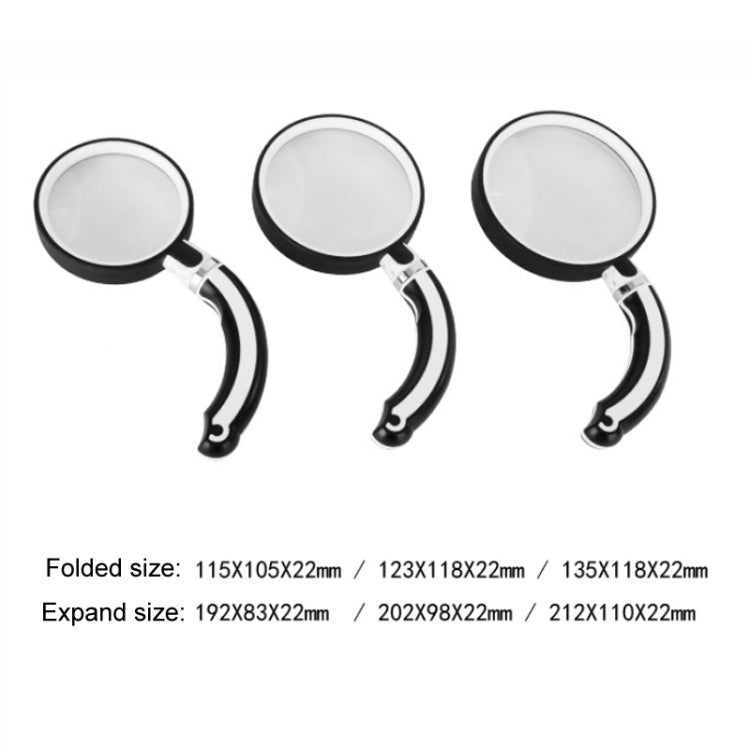 100mm Rubber Handle Folding Rotating Hand Magnifying Glass - Hand Held Style by buy2fix | Online Shopping UK | buy2fix