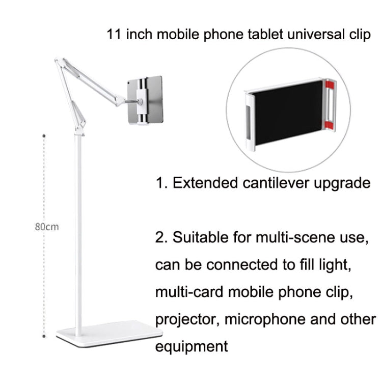 155cm Mobile Phone Tablet Live Broadcast Bedside Lifting Bracket Cantilever Floor Stand (White) - Lazy Bracket by buy2fix | Online Shopping UK | buy2fix