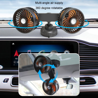 F6026 Large Suction Cup Vehicle-Mounted Double-Head Fan, Model: Cigarette Lighter with USB - Heating & Fans by buy2fix | Online Shopping UK | buy2fix