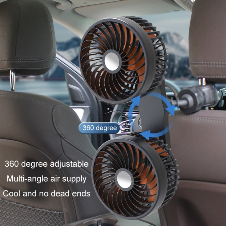 F6207 Car Rear Seat Zip Lock USB Double Head Fan, Model: Cigarette Lighter with USB - Heating & Fans by buy2fix | Online Shopping UK | buy2fix