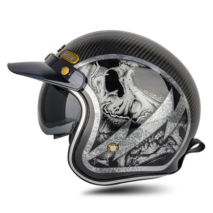 SOMAN Motorcycle Four Seasons Carbon Fiber Half Helmet, Color: Carbon Fiber Silver Lightning(XXL) - Helmets by SOMAN | Online Shopping UK | buy2fix