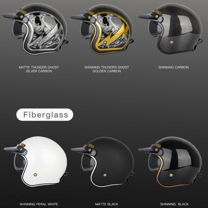 SOMAN Motorcycle Four Seasons Carbon Fiber Half Helmet, Color: Carbon Fiber Silver Lightning(XXL) - Helmets by SOMAN | Online Shopping UK | buy2fix