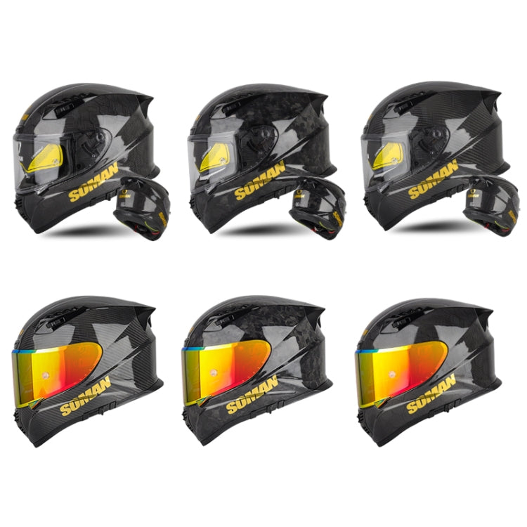 SOMAN Motorcycle Carbon Fiber Double Lens Thermal Safety Helmet, Size: XL(Snake Carbon Fiber) - Helmets by SOMAN | Online Shopping UK | buy2fix