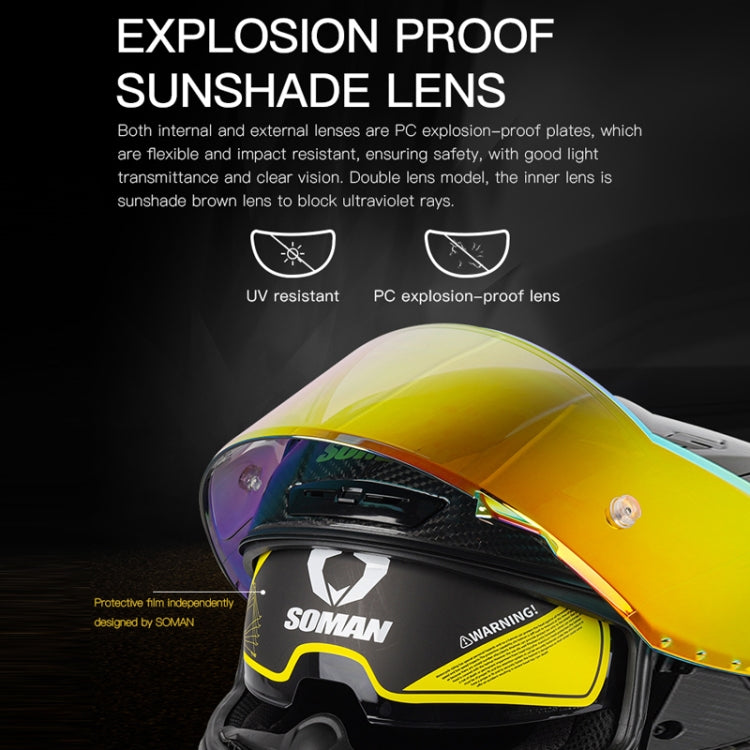 SOMAN Motorcycle Carbon Fiber Double Lens Thermal Safety Helmet, Size: XXL(Cheetah Print REVO) - Helmets by SOMAN | Online Shopping UK | buy2fix