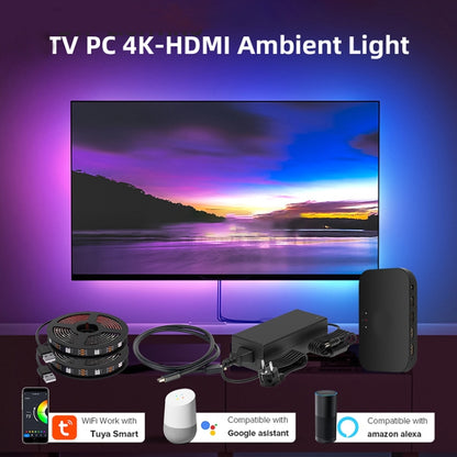 HDMI 2.0-PRO Smart Ambient TV Led Backlight Led Strip Lights Kit Work With TUYA APP Alexa Voice Google Assistant 2 x 2m(UK Plug) - Casing Waterproof Light by buy2fix | Online Shopping UK | buy2fix