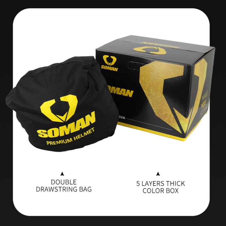 SOMAN Motorcycle Dual Lens Riding Peel-Off Full Coverage Helmet, Size: XL(Black Yellow Track) - Helmets by SOMAN | Online Shopping UK | buy2fix