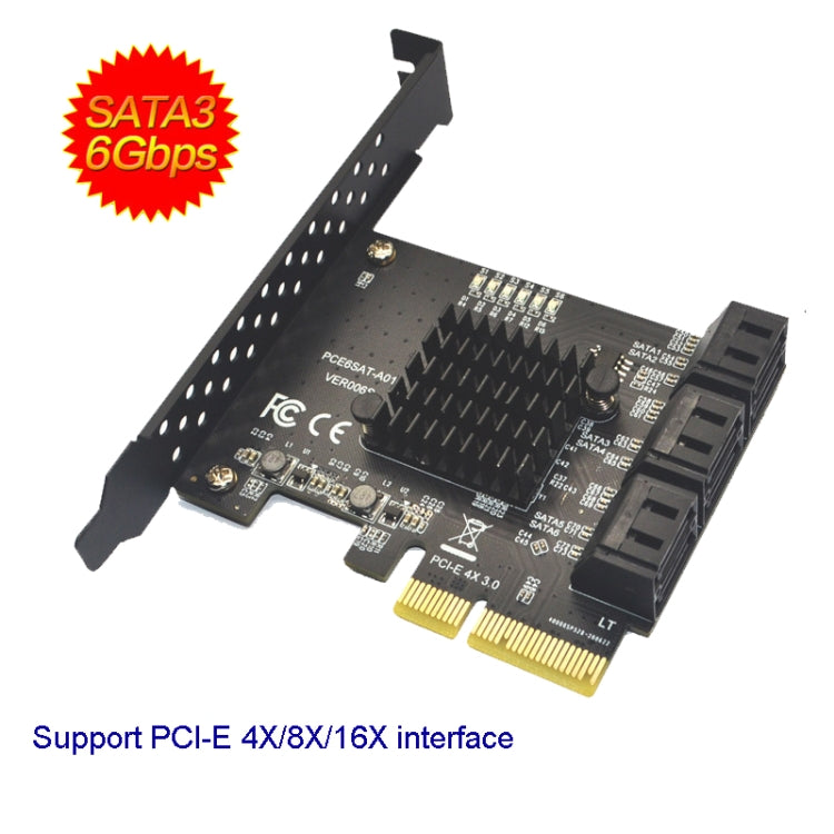 PCIE 1X To 8 Port  SATA 3.0 Adapter Expansion Card ASMedia ASM1166 Converter - Add-on Cards by buy2fix | Online Shopping UK | buy2fix