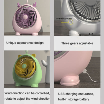 Dormitory Portable Animal Ear Desktop Electric Fan, Style: Directly Inserted Version Green - Electric Fans by buy2fix | Online Shopping UK | buy2fix