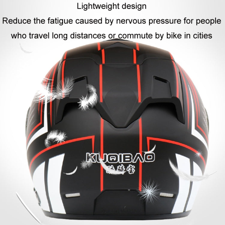 KUQIBAO Motorcycle Smart Bluetooth Sun Protection Double Lens Safety Helmet, Size: XL(White Phantom Fiber+Black Tail) - Helmets by KUQIBAO | Online Shopping UK | buy2fix