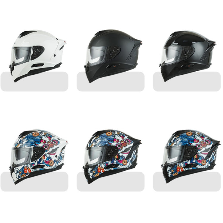 KUQIBAO Motorcycle Dual Lens Anti-Fog Helmet With LED Light, Size: M(White) - Helmets by KUQIBAO | Online Shopping UK | buy2fix