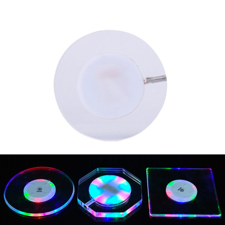 100x4mm Round LED Light Up Acrylic Coaster Transparent Crystal Base(Colorful Light) - Car Drink Holders by buy2fix | Online Shopping UK | buy2fix