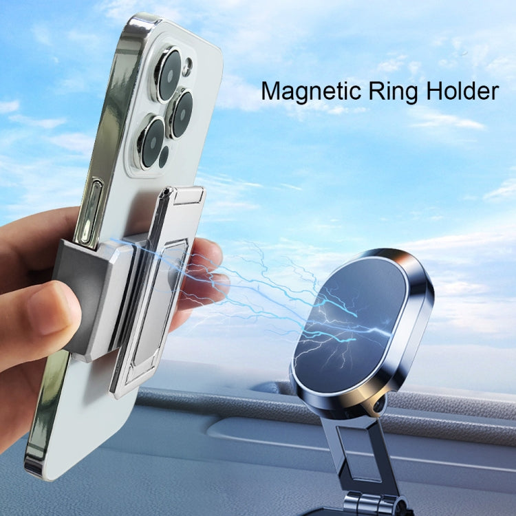 Back Clip Double Ring Magnetic Metal Folding Phone Bracket Desktop Lazy Ring Phone Holder(Silver) - Ring Holder by buy2fix | Online Shopping UK | buy2fix