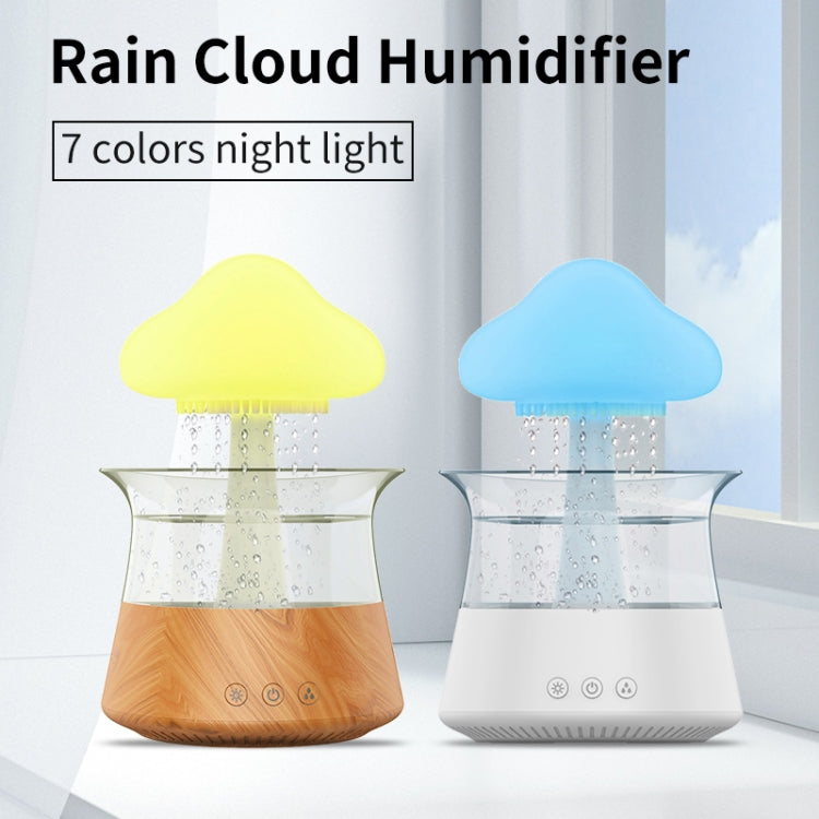 CH06 300ml Rain Humidifier Mushroom Cloud Colorful Night Lamp Aromatherapy Machine, Style: Without Remote Controller(White) - Air Purifiers & Accessories by buy2fix | Online Shopping UK | buy2fix