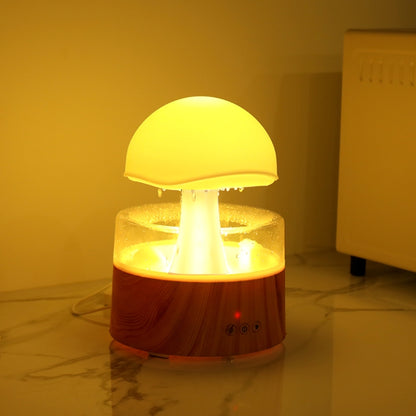 500ml Rain Humidifier Mushroom Cloud Colorful Night Lamp Aromatherapy Machine With Remote Control, Style: USB Direct Plug(Wood Grain) - Air Purifiers & Accessories by buy2fix | Online Shopping UK | buy2fix