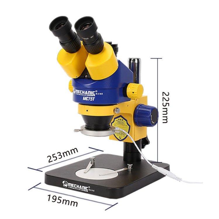 MECHANIC MC-75TB1 Trinocular Stereo Microscope Industrial Grade Can Connect To HD Display - Digital Microscope by MECHANIC | Online Shopping UK | buy2fix