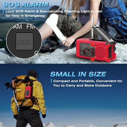 Solar Charging NOAA Emergency Weather Radio with LED Flashlight Reading Lamp, SOS Alarm(Grey) - Radio Player by buy2fix | Online Shopping UK | buy2fix